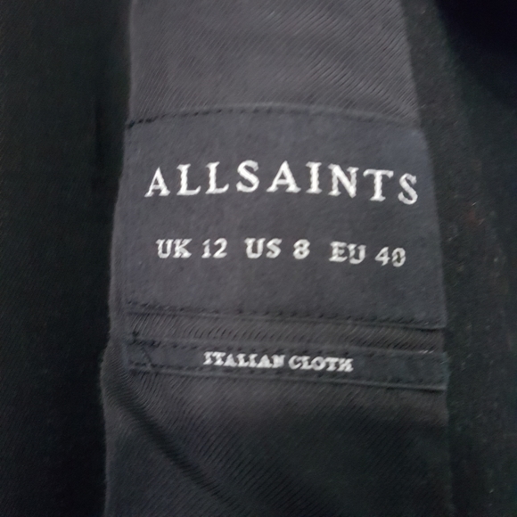 All Saints Jax Wool Blend Draped Coat Burgundy Sz 8 - Picture 13 of 16